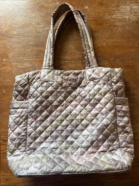MZ Wallace Quilted Tote in Blush Camo
